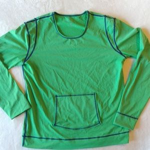 Athleta Bright Green Long Sleeve Pocket Shirt